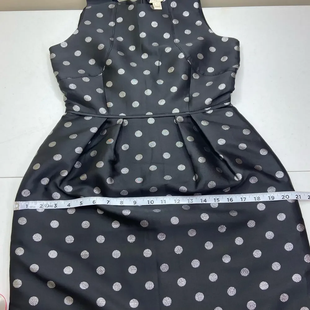 J. Crew Silver Polka Dot Bubble Skirt Dress Womens 2 Metallic Classy Chic Preppy